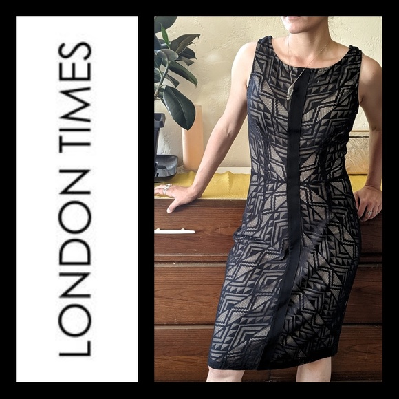London Times Dresses & Skirts - 🖤London Times Cocktail Lace Overlay Dress